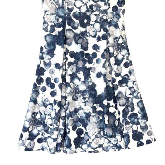 DKNY White Blue Polka Princess Dress Fit & Flare Pleated Knee Length Women 4 S - Picture 4 of 10